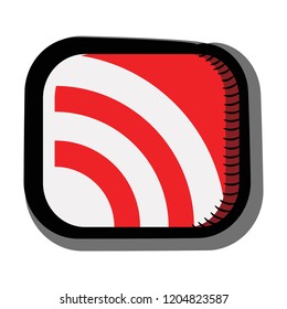 Broadcasting. Icon. Media. Radio. Sketch. Symbol. Sign. Red. Stock Vector Illustration. Transparent. White Isolated. 