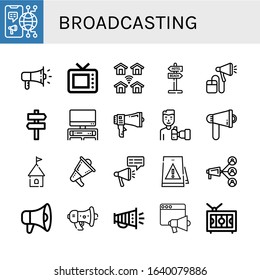 broadcasting icon set. Collection of Megaphone, Old tv, Wireless, Signaling, Tv, Paparazzi, Tower, Loudspeaker, Television icons