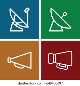 Broadcasting icons set. set of 4 broadcasting outline icons such as satellite