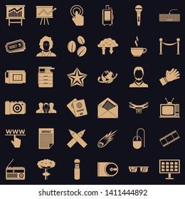 Broadcasting icons set. Simple style of 36 broadcasting vector icons for web for any design