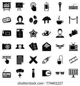 Broadcasting icons set. Simple style of 36 broadcasting vector icons for web isolated on white background