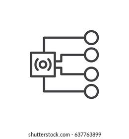 Broadcasting line icon, outline vector sign, linear style pictogram isolated on white. Symbol, logo illustration. Editable stroke. Pixel perfect