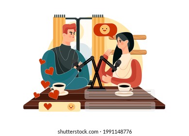 Transmisión de eventos en directo Concepto de ilustración. Ilustración plana aislada en fondo blanco.