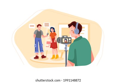 Broadcasting live event Illustration concept. Flat illustration isolated on white background.