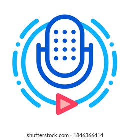 Broadcasting Microphone Icon Vector. Outline Broadcasting Microphone Sign. Isolated Contour Symbol Illustration