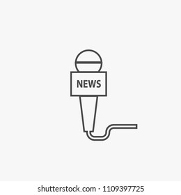Broadcasting microphone new line vector icon for journalism live television