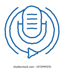Broadcasting Microphone sketch icon vector. Hand drawn blue doodle line art Broadcasting Microphone sign. isolated symbol illustration