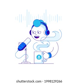 Broadcasting signal microphone vector illustration 