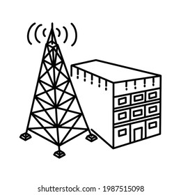 Broadcasting Station is Part of Broadcasting Activities Hand Drawn Vector Icon Set.