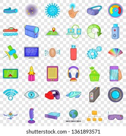 Broadcasting technology icons set. Cartoon style of 36 broadcasting technology vector icons for web for any design
