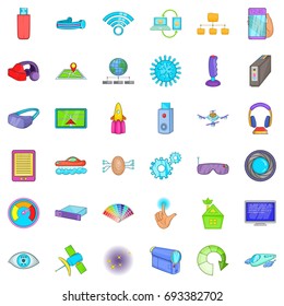 Broadcasting technology icons set. Cartoon style of 36 vector icons for web isolated on white background
