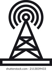 Broadcasting tower icon. Radio signal transmission station