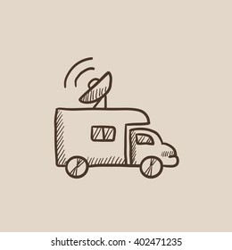 Broadcasting van sketch icon.