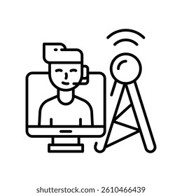 Broadcasting vector outline icon. EPS 10 file