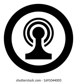 Broadcasting Wireless device Radio wave icon in circle round black color vector illustration flat style image