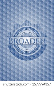 Broaden blue emblem with geometric background. Vector Illustration. Detailed.