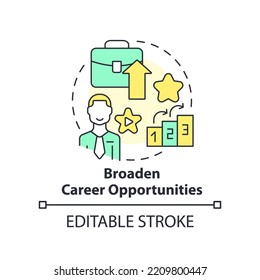 Broaden Career Opportunities Concept Icon. Mentoring Relationship Benefit Abstract Idea Thin Line Illustration. Isolated Outline Drawing. Editable Stroke. Arial, Myriad Pro-Bold Fonts Used