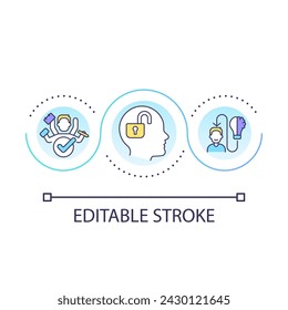 Broaden horizons loop concept icon. Boosting inspiration. Breaking through creative block tip abstract idea thin line illustration. Isolated outline drawing. Editable stroke. Arial font used