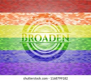 Broaden on mosaic background with the colors of the LGBT flag