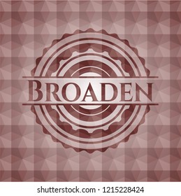 Broaden red seamless emblem with geometric pattern.