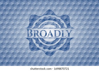 Broadly blue polygonal badge. Vector Illustration. Detailed.