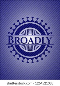 Broadly emblem with jean background
