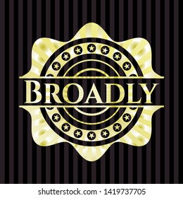 Broadly golden emblem or badge. Vector Illustration. Detailed.