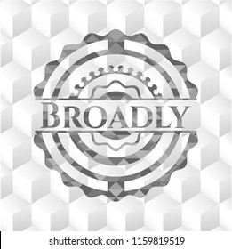 Broadly grey badge with geometric cube white background