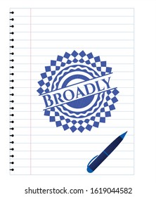 Broadly pen draw. Blue ink. Vector Illustration. Detailed.