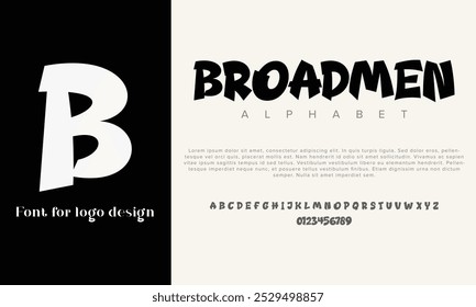 Broadmen vector alphabet font for logo design