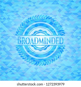 Broadminded sky blue emblem with mosaic ecological style background