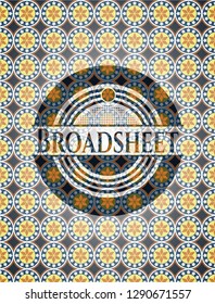 Broadsheet arabesque emblem background. arabic decoration.