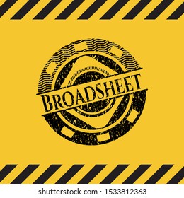 Broadsheet black grunge emblem with yellow background. Vector Illustration. Detailed.