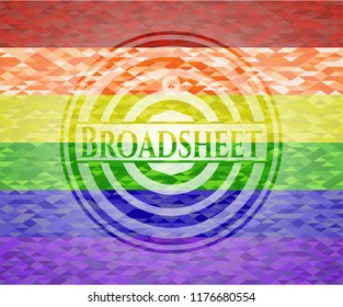 Broadsheet on mosaic background with the colors of the LGBT flag