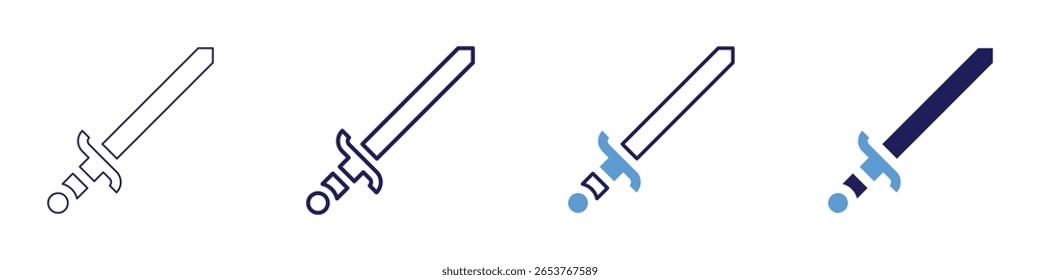 Broadsword fighting icon in 4 different styles. Thin Line, Line, Bold Line, Duotone. Duotone style. Editable stroke.