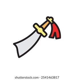 Icono plano de espada ancha, ilustración de espada de fantasía, diseño de Vector de icono de hoja, aislado sobre fondo blanco. 