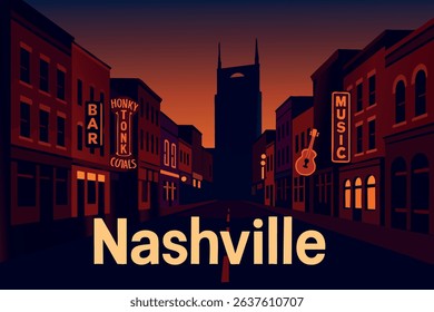 Broadway Street in Nashville, alive with live music and neon lights, showcasing the energetic atmosphere of the country music scene.