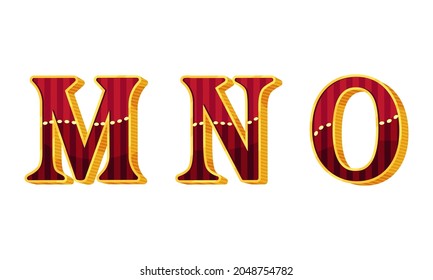 Broadway Style Alphabet Letter with Red and Gold Color Vector Set