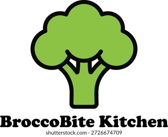BroccoBite Kitchen Ilustración vectorial con el logotipo de Broccoli Restaurant
