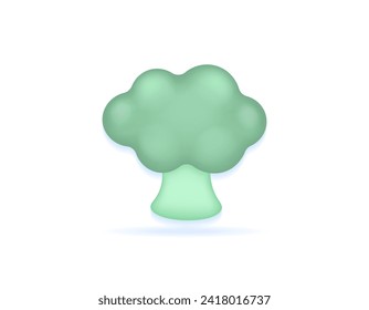 broccoli 3d illustration. Brassica oleracea var. italica. vegetables or food. minimalist 3d illustration design. cute design. graphic elements. vector. stickers, clipart, icons or symbols