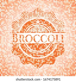 Broccoli abstract orange mosaic emblem