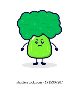 Broccoli angry cute character illustration