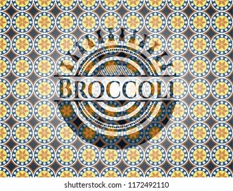 Broccoli arabic style badge. Arabesque decoration.