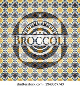 Broccoli arabic style badge. Arabesque decoration.