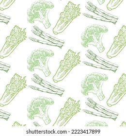 broccoli, asparagus and celery pattern, greens icon