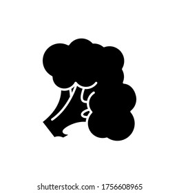 Broccoli black glyph icon. Fresh vegetable. Whole vitamin veggie. Harvest product from grocery store. Vegan salad ingredient. Silhouette symbol on white space. Vector isolated illustration