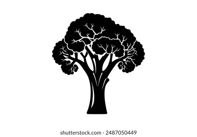 Broccoli black icon, isolated on white background. Vector illustration.
