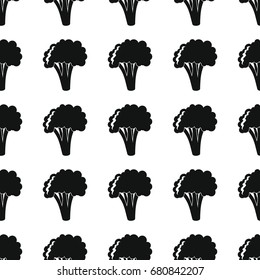Broccoli black simple silhouette vector seamless pattern. Black vegetable stylish texture. Repeating broccoli vegetables seamless pattern background for vegetable design
