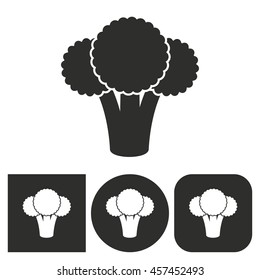 Broccoli - black and white icons. Vector illustration.