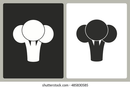 Broccoli - black and white icons. Vector illustration.